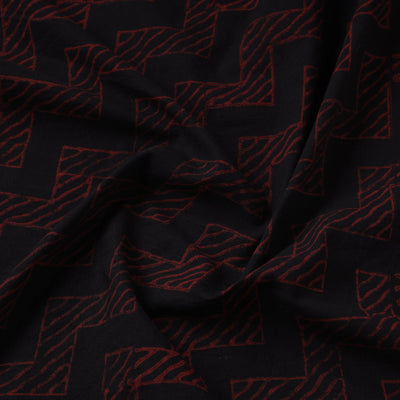 Black - Hand Block Printed Cotton Akola Fabric