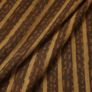 Brown - Hand Block Printed Cotton Akola Fabric