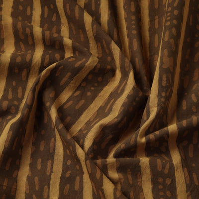 Brown - Hand Block Printed Cotton Akola Fabric