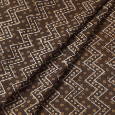 Brown - Akola Geometric Pattern Block Print Cotton Fabric