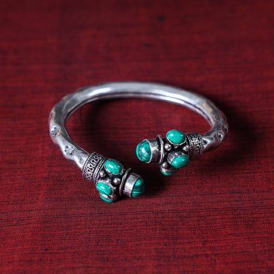 Antique Finish German Silver Stone  Kada / Bracelet (Adjustable)