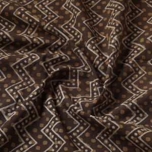 Brown - Akola Geometric Pattern Block Print Cotton Fabric