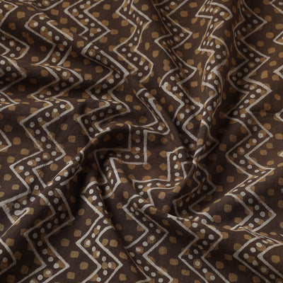 Brown - Akola Geometric Pattern Block Print Cotton Fabric