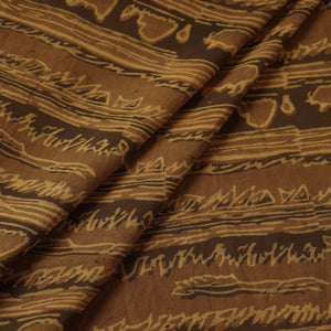 Brown - Hand Block Printed Cotton Akola Fabric