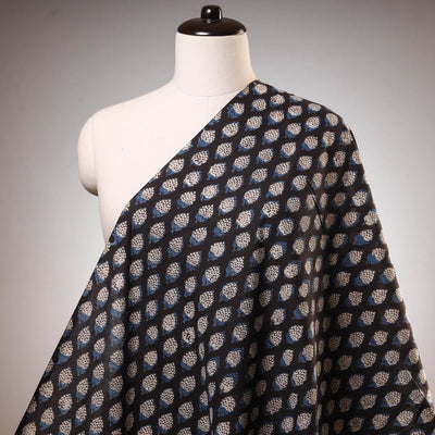 Black - Dabu Bagru Block Print Cotton Fabric