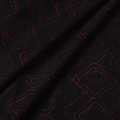 Black - Akola Hand Block Printed Cotton Fabric
