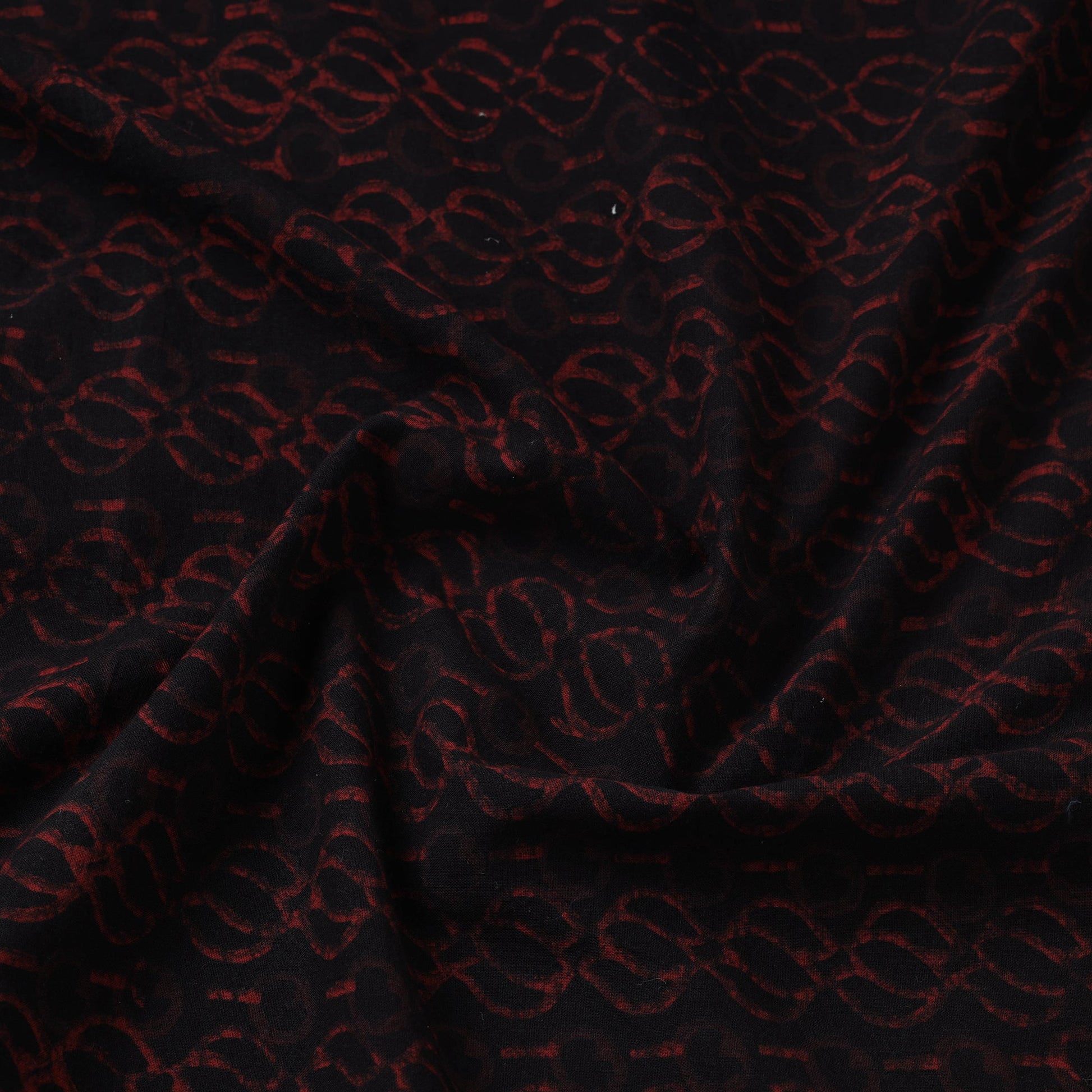 Black - Akola Hand Block Printed Cotton Fabric