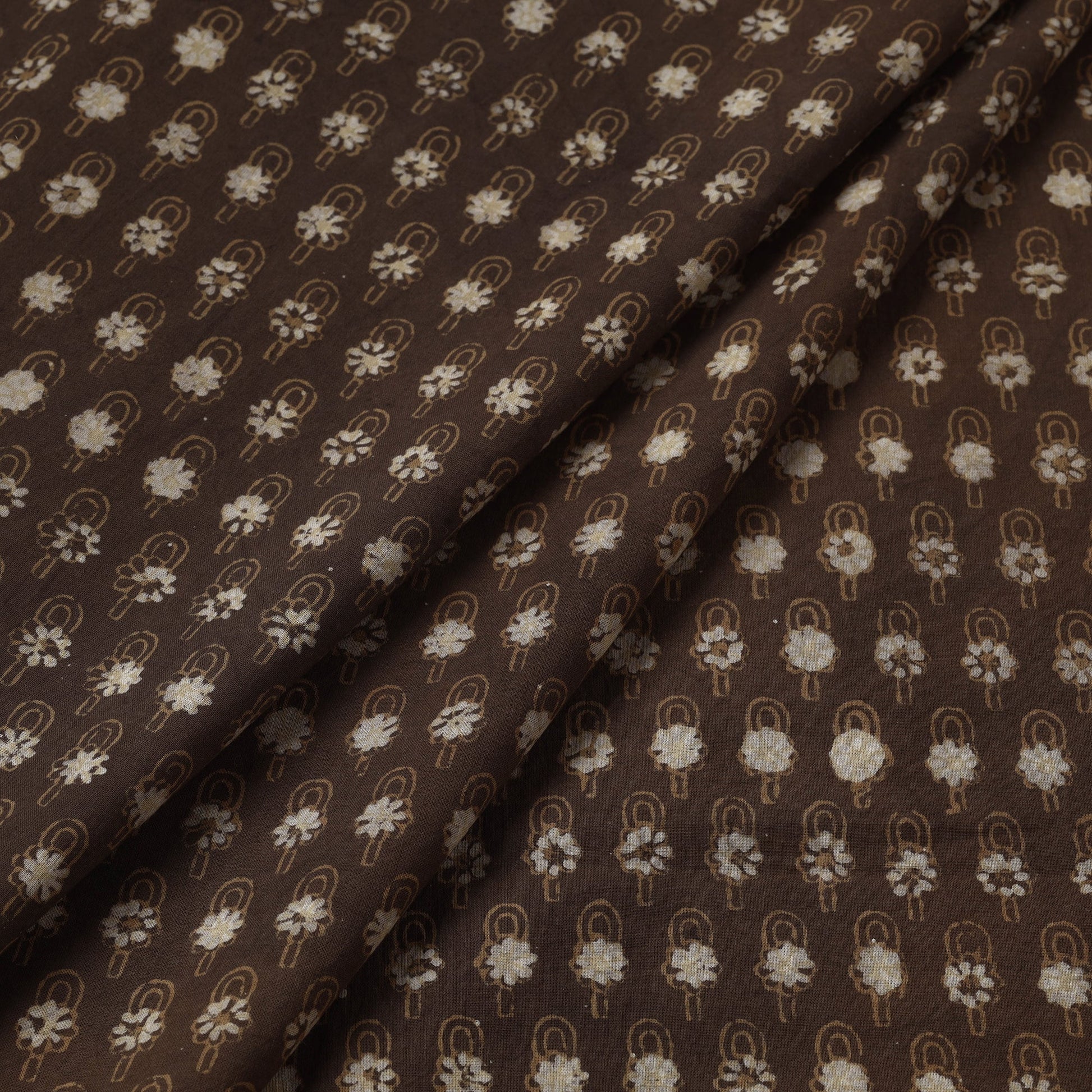 Brown - Akola Hand Block Printed Cotton Fabric