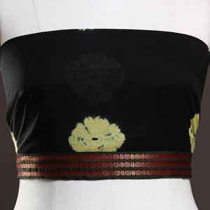 Black - Shibori Tie-Dye Cotton Blouse Piece