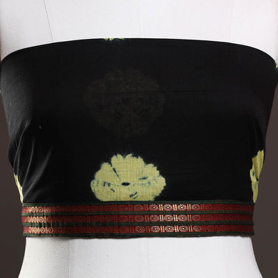 Black - Shibori Tie-Dye Cotton Blouse Piece