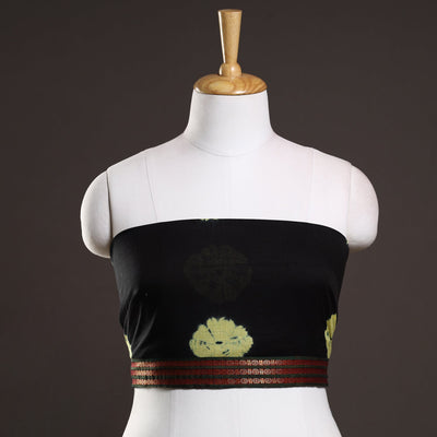 Black - Shibori Tie-Dye Cotton Blouse Piece