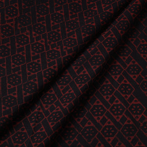 Black - Akola Hand Block Printed Cotton Fabric