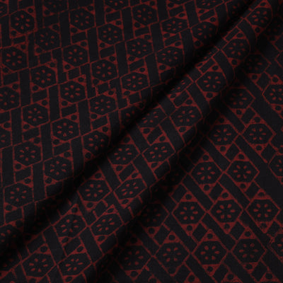 Black - Akola Hand Block Printed Cotton Fabric