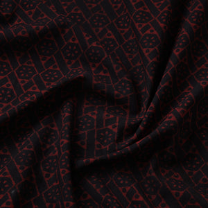Black - Akola Hand Block Printed Cotton Fabric