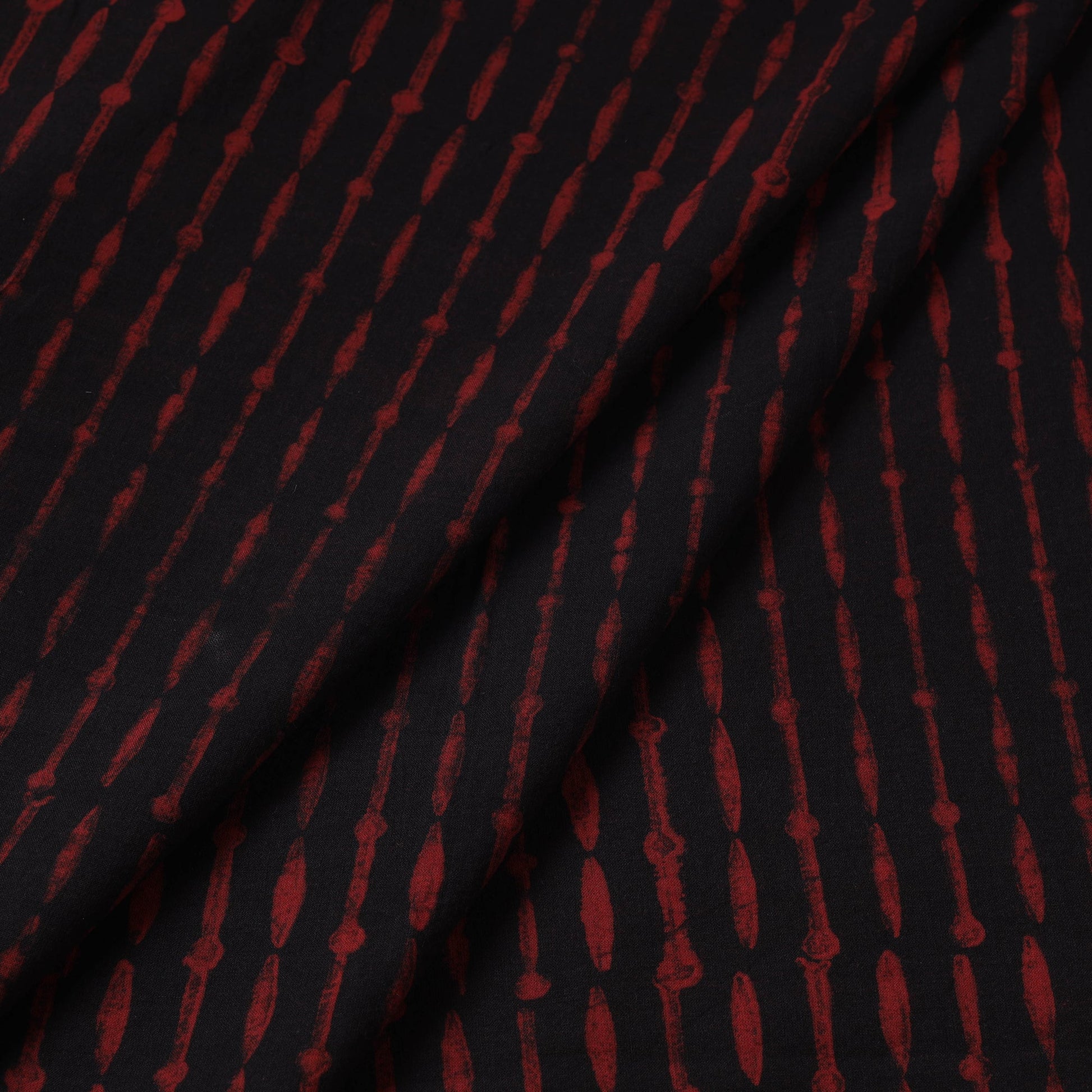 Black - Akola Hand Block Printed Cotton Fabric