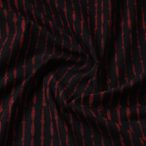 Black - Akola Hand Block Printed Cotton Fabric