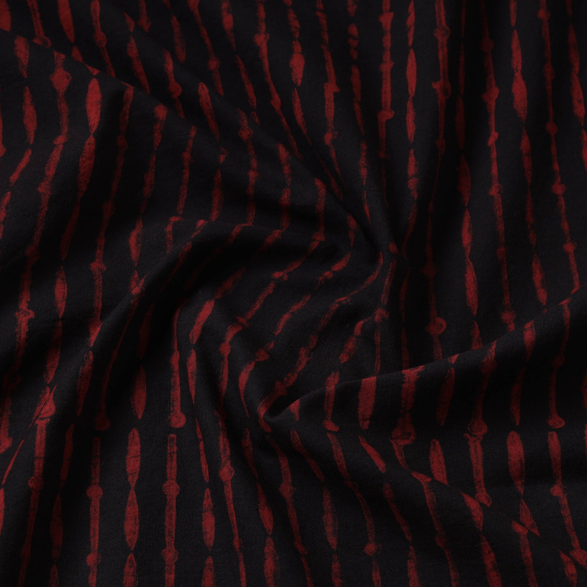 Black - Akola Hand Block Printed Cotton Fabric