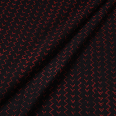 Black - Akola Hand Block Printed Cotton Fabric