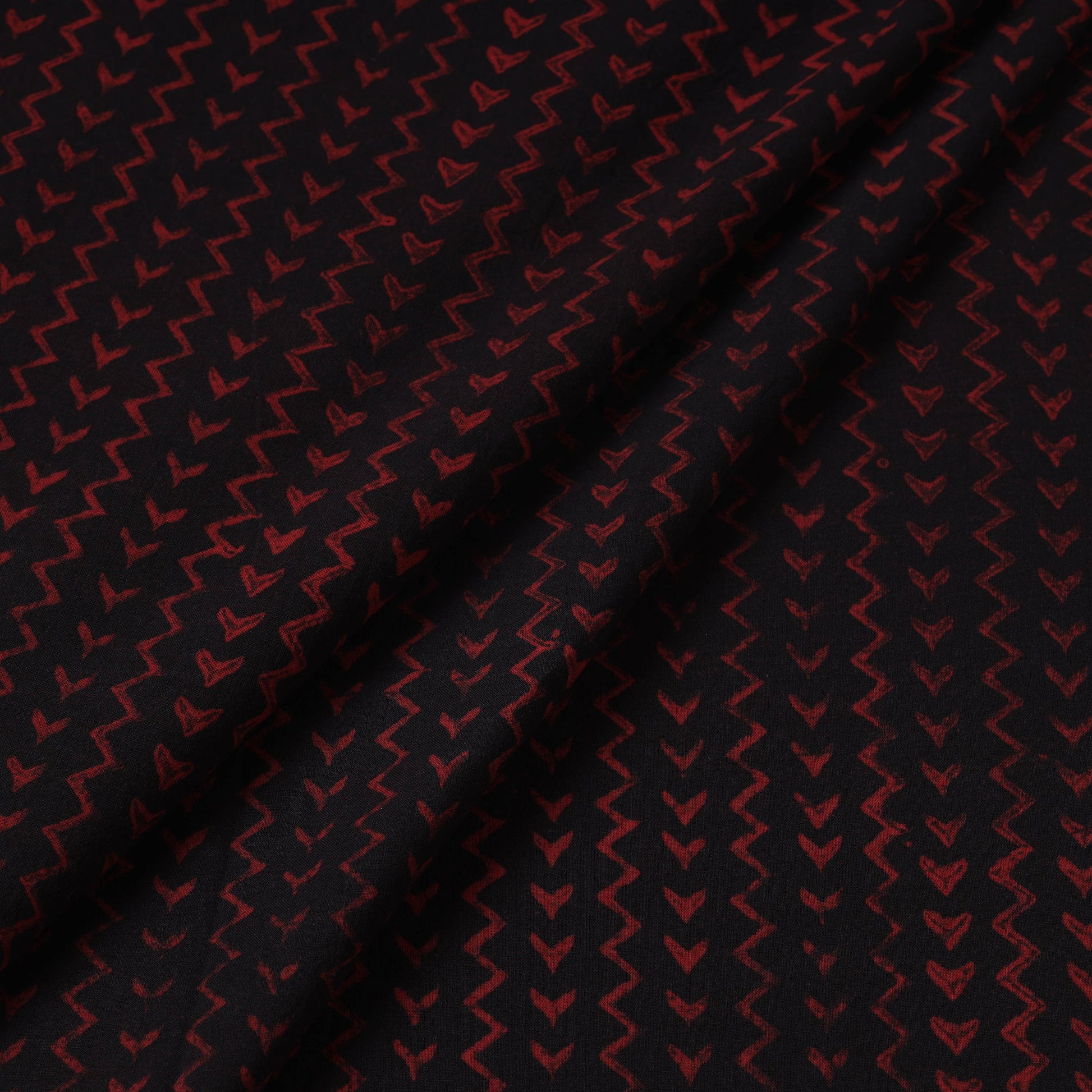 Black - Akola Hand Block Printed Cotton Fabric