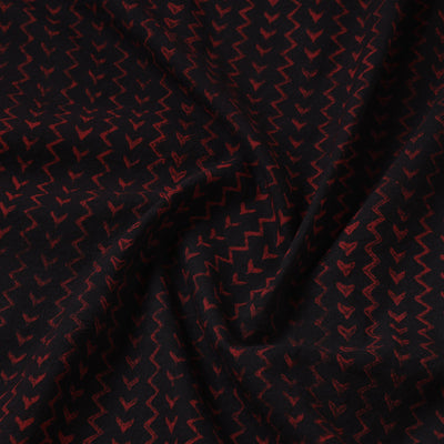 Black - Akola Hand Block Printed Cotton Fabric