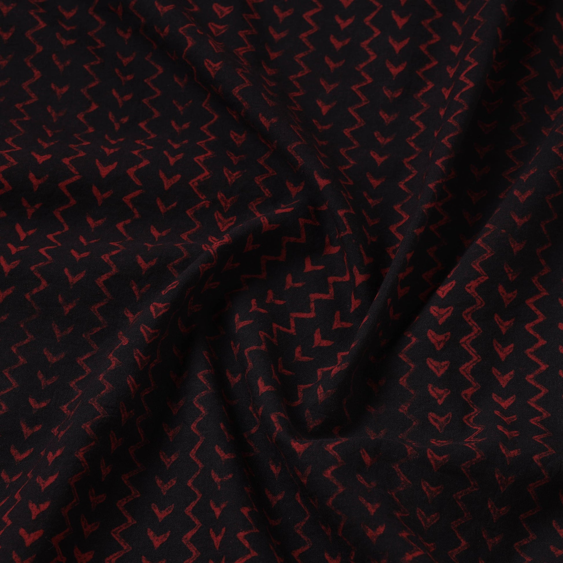 Black - Akola Hand Block Printed Cotton Fabric