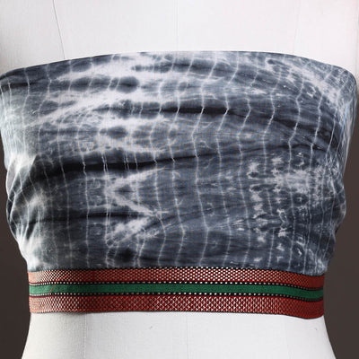 Black - Shibori Tie-Dye Cotton Blouse Piece