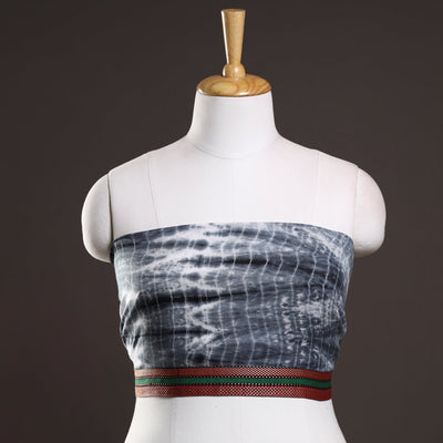 Black - Shibori Tie-Dye Cotton Blouse Piece