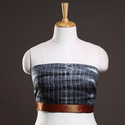 Black - Shibori Tie-Dye Cotton Blouse Piece