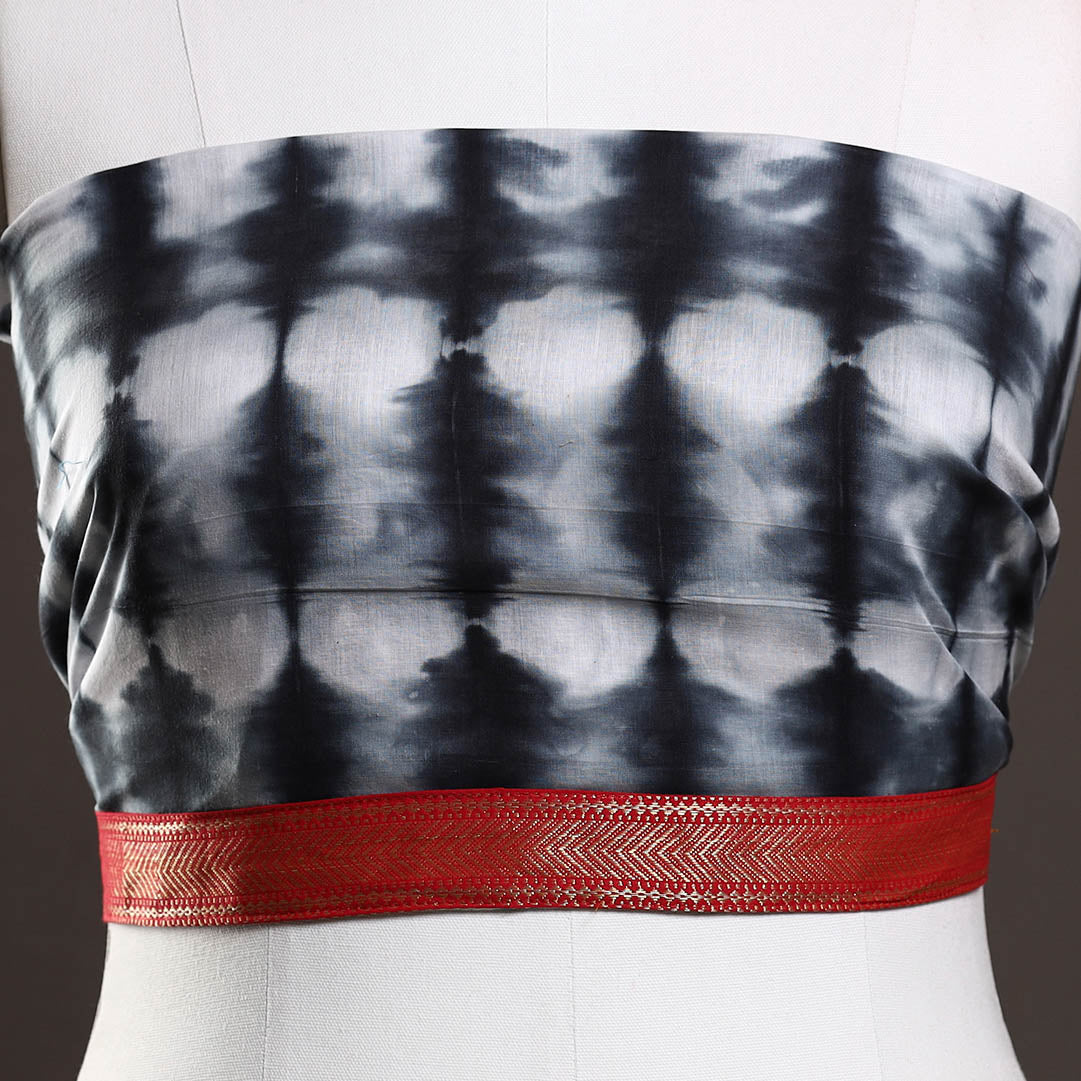 Black - Shibori Tie-Dye Cotton Blouse Piece