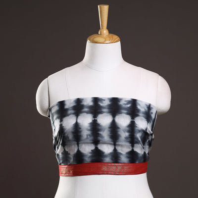 Black - Shibori Tie-Dye Cotton Blouse Piece