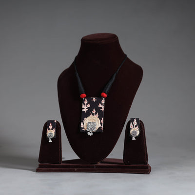Black - Handmade GS Jute Fabart Necklace Set 03