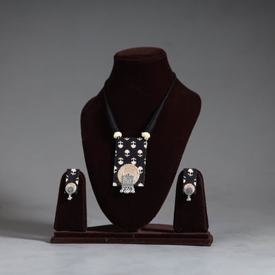 Black - Handmade GS Jute Fabart Necklace Set 05