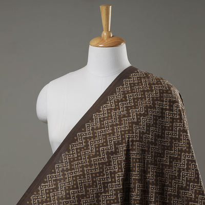 Brown - Akola Geometric Pattern Block Print Cotton Fabric