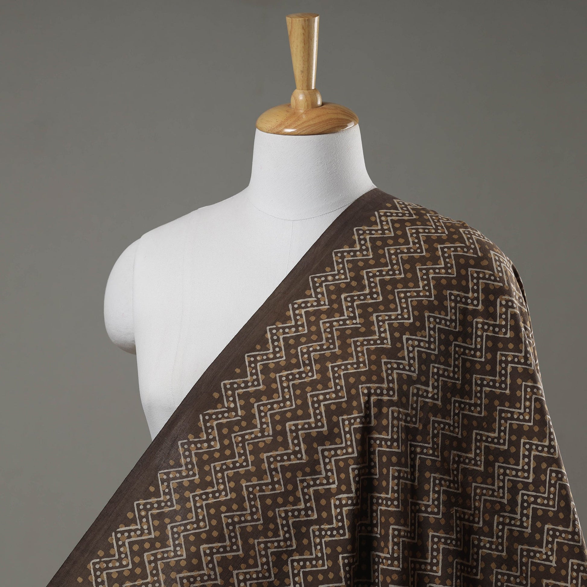 Brown - Akola Geometric Pattern Block Print Cotton Fabric