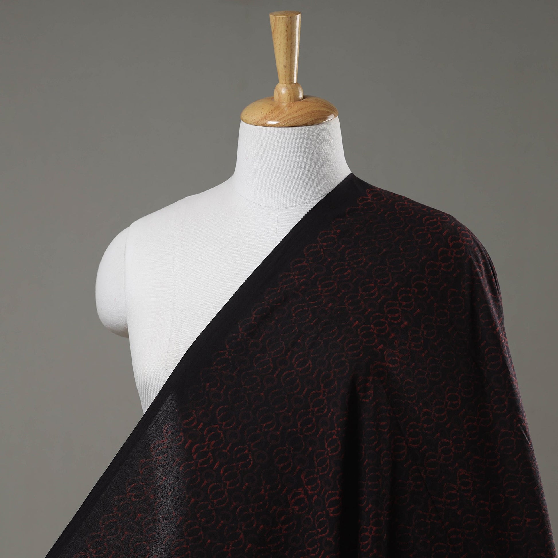 Black - Akola Hand Block Printed Cotton Fabric