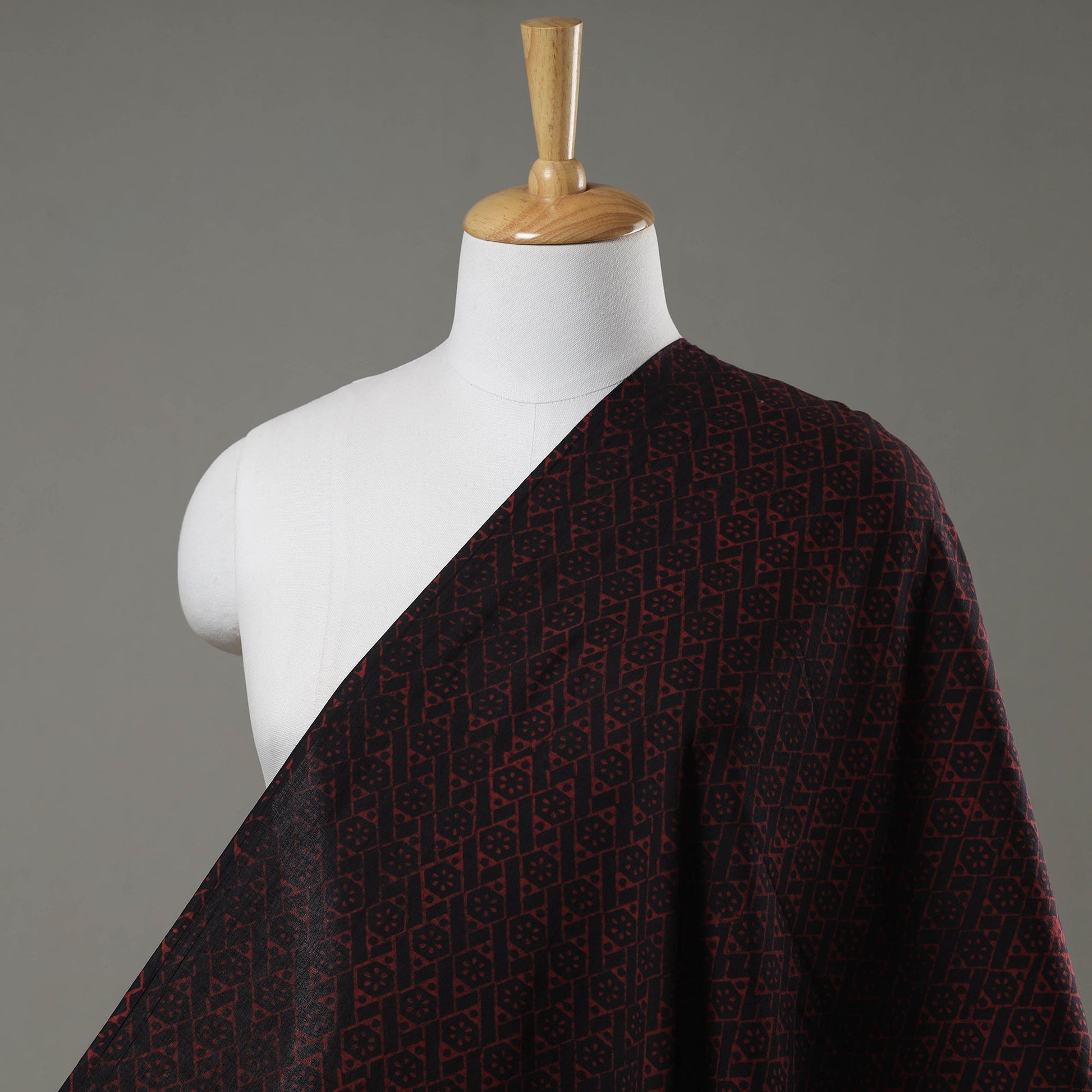 Black - Akola Hand Block Printed Cotton Fabric