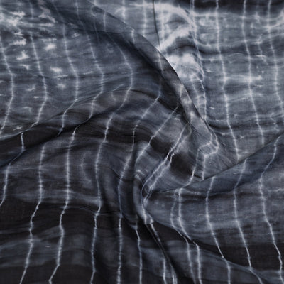 Black - Shibori Tie-Dye Cotton Blouse Piece