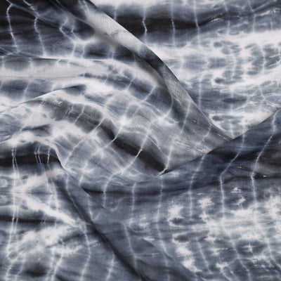 Black - Shibori Tie-Dye Cotton Blouse Piece