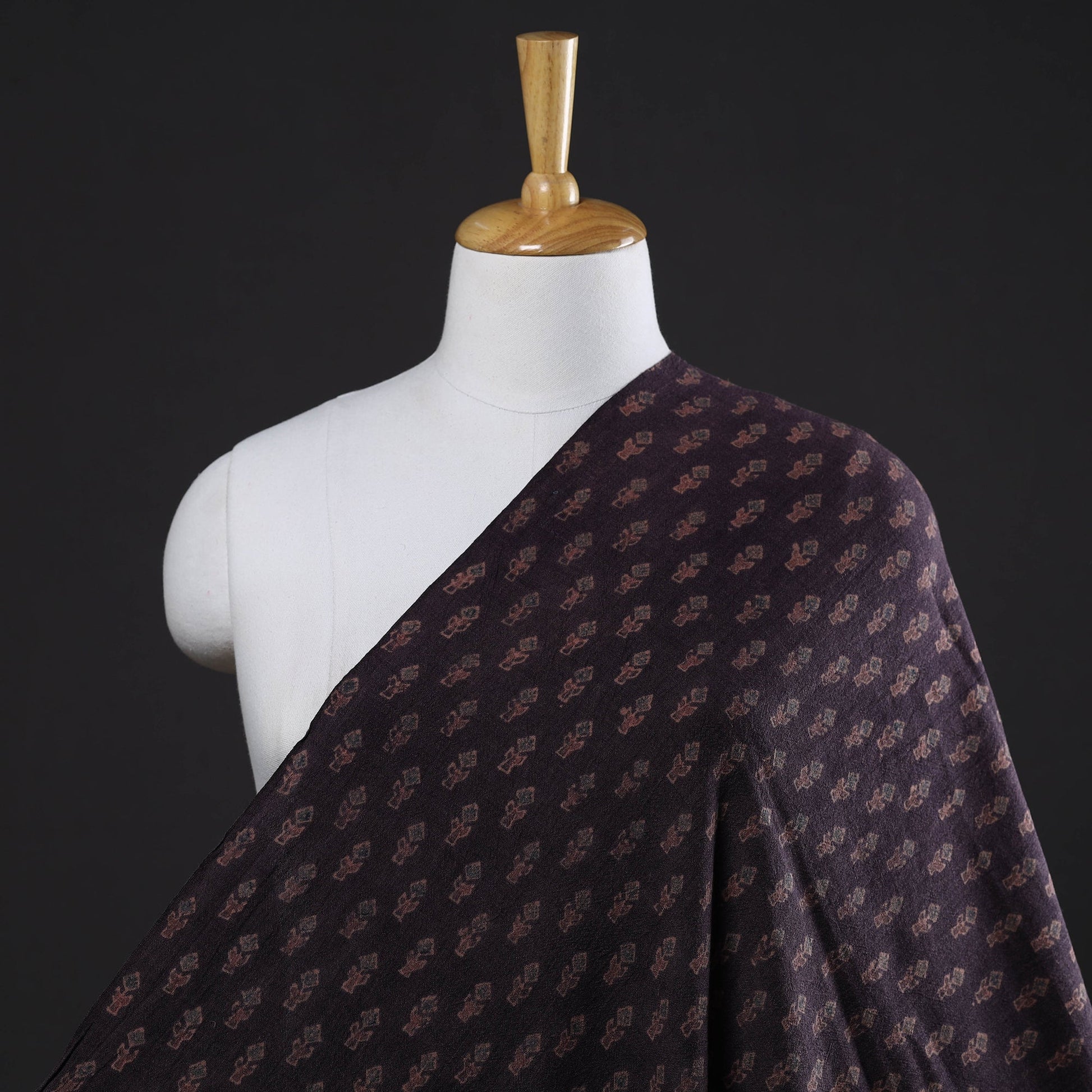 Brown - Pure Wool Handloom Ajrakh Hand Block Printed Fabric