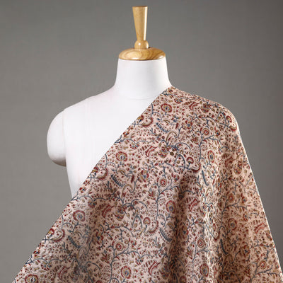 Beige - Pedana Kalamkari Block Printed Chanderi Silk Fabric