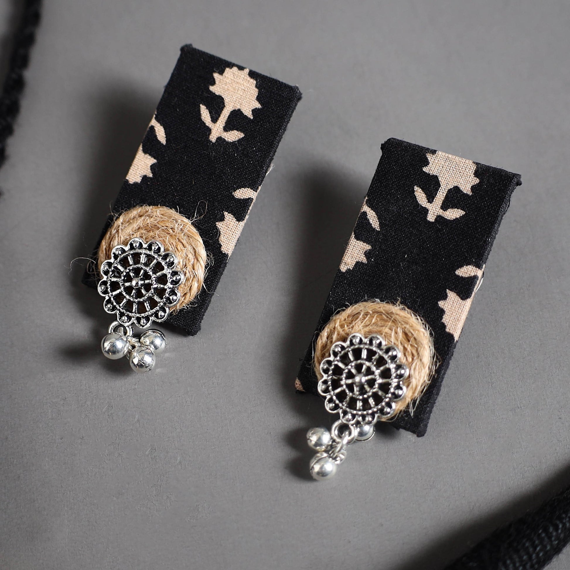 Black - Handmade GS Jute Fabart Necklace Set 05
