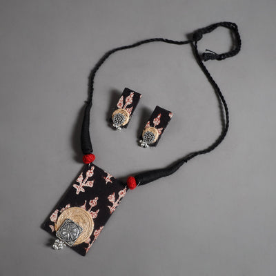 Black - Handmade GS Jute Fabart Necklace Set 03