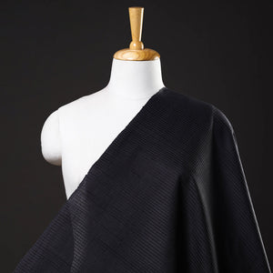 Black - Vidarbha Tussar Silk Checks Handloom Fabric
