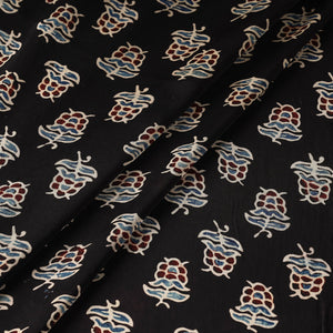 Black - Ajrakh Hand Block Printed Modal Silk Fabric