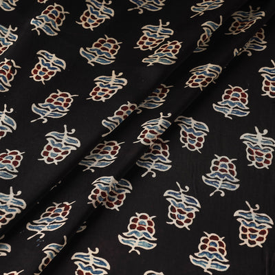Black - Ajrakh Hand Block Printed Modal Silk Fabric