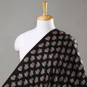 Black - Ajrakh Hand Block Printed Modal Silk Fabric