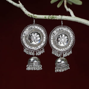 Black - Ajrakh Block Printed Kaftan with Oxidized Earrings & Jewelry Box