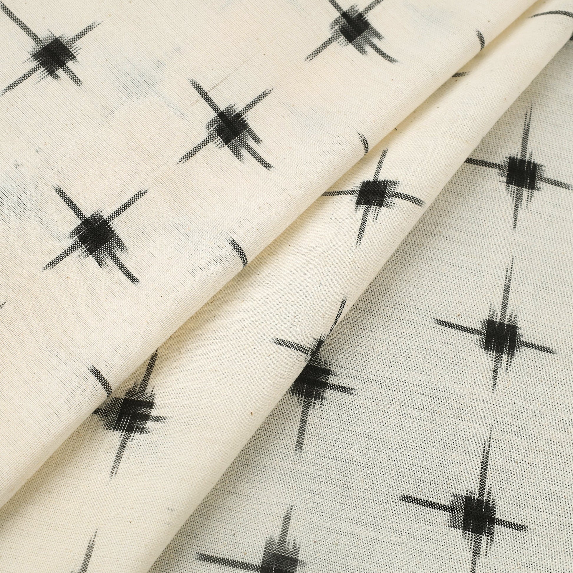 Beige - Handloom Cotton Pochampally Double Ikat Fabric 04