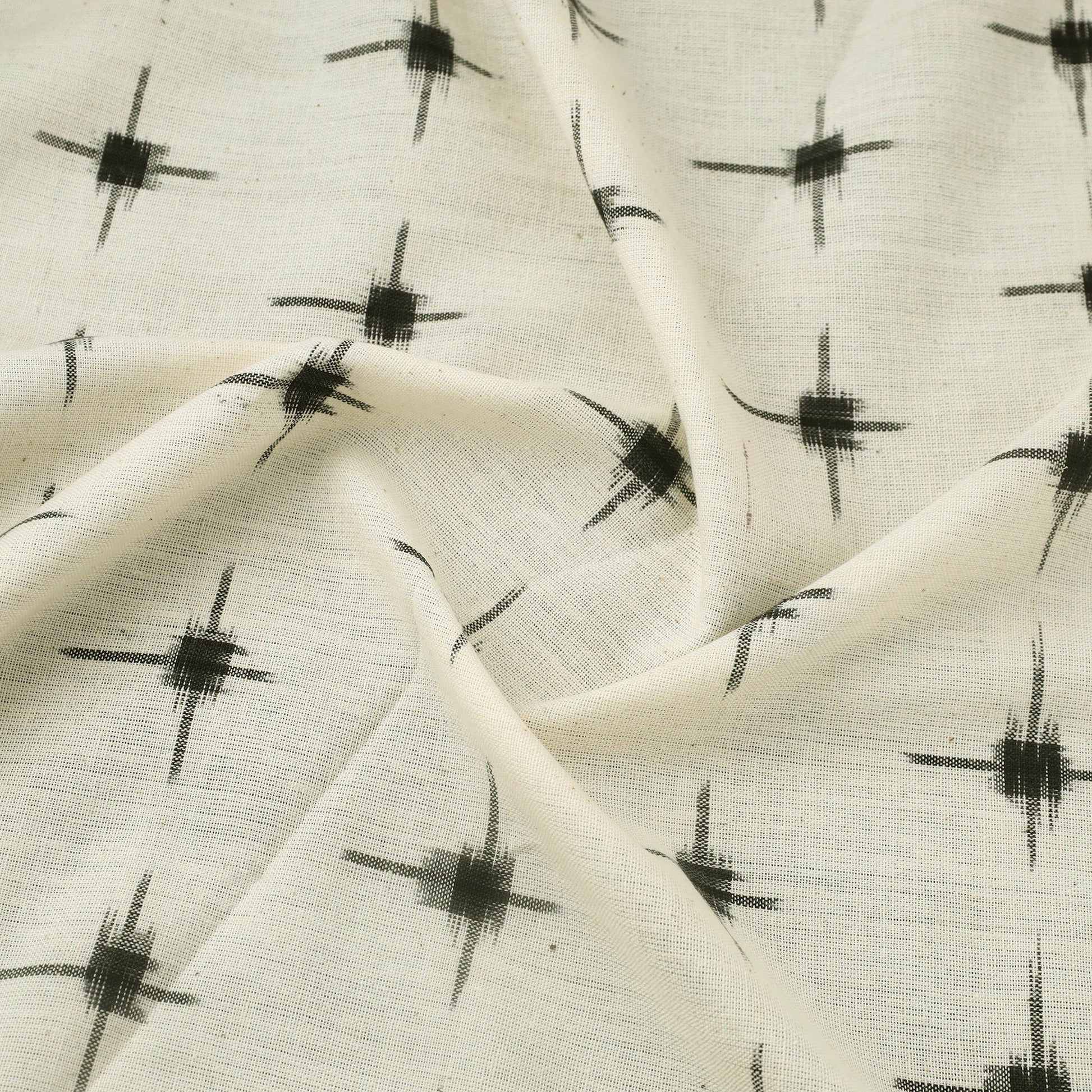 Beige - Handloom Cotton Pochampally Double Ikat Fabric 04