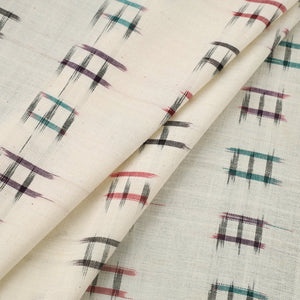 Beige - Handloom Cotton Pochampally Double Ikat Fabric 05